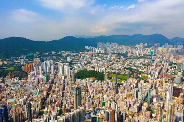 Aerial top view of Hong Kong Downtown, republic of china. Financ — Stock Photo, Image