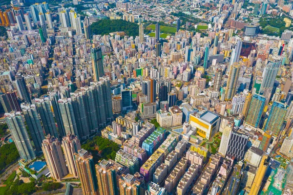 Luftaufnahme der Innenstadt von Hongkong, Republik China. Finanzielle — Stockfoto