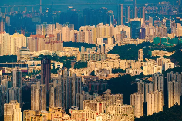 Vue aérienne du centre-ville de Hong Kong, République de Chine. Financ — Photo