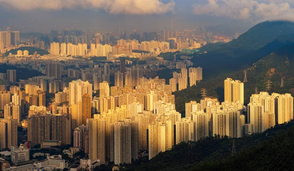 Vista aerea dall'alto di Hong Kong Downtown, Repubblica di Cina. Finanziamento — Foto Stock