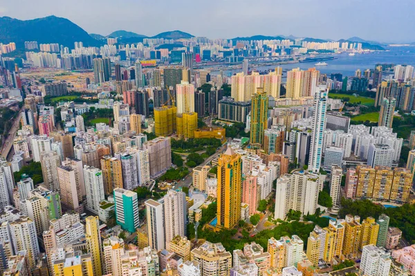 Aerial top view of Hong Kong Downtown, republic of china. Financ — Stock Photo, Image