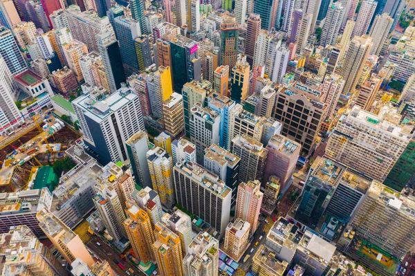 Letecký pohled na Hongkong, Čínská republika. Finanční financ — Stock fotografie