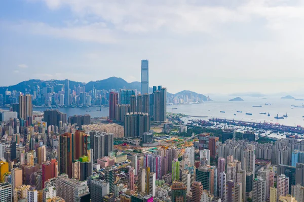 Aerial top view of Hong Kong Downtown, republic of china. Financ — Stock Photo, Image