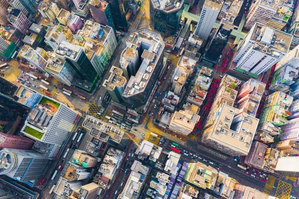 Hong Kong Downtown, Çin Cumhuriyeti havadan üst görünümü. Financ — Stok fotoğraf