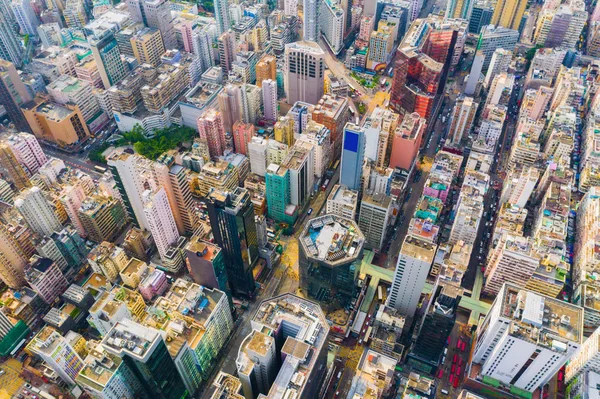 Εναέρια κορυφαία θέα του Χονγκ Κονγκ στο κέντρο, Δημοκρατία της Κίνας. Λασσας — Φωτογραφία Αρχείου