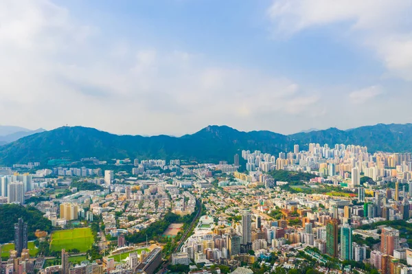 Hong Kong Downtown, Çin Cumhuriyeti havadan üst görünümü. Financ — Stok fotoğraf