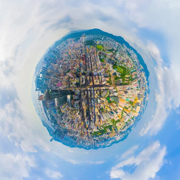 Little planet 360 degree sphere birds eye view. Panoramic view o