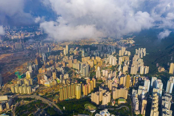 Aerial top view of Hong Kong Downtown, Republic of China. Financ — Stock Photo, Image