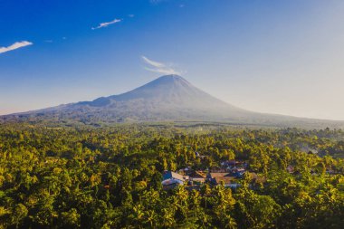 Sunr'da Tumpak Sewu şelalesi ve Semeru dağının havadan görünümü