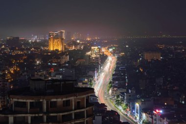 Hanoi 'nin yukarıdan görünüşü, şehir merkezi, Vietnam. Finans Bölgesi a