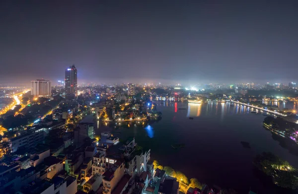 Légi felvétel Hanoi belvárosából, Vietnamból. Pénzügyi körzet — Stock Fotó