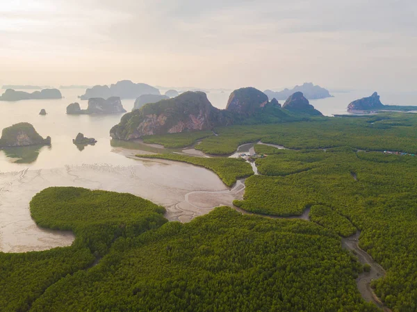 Aerial top view of Samet Nangshe, mountain valley hills, and tro — Stock Photo, Image