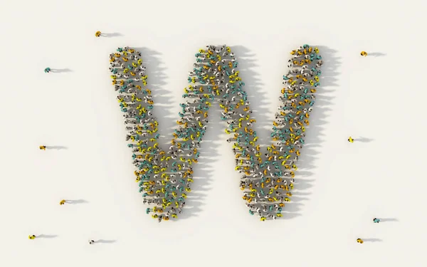 Large Group People Forming Letter Capital English Alphabet Text Character — Stock Photo, Image