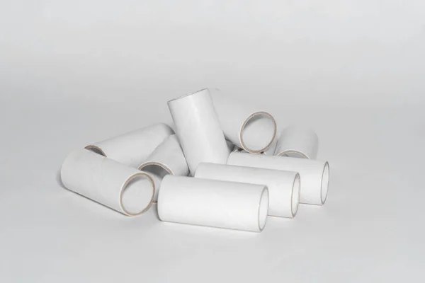 Paper Tube Cores Tissues Isolated White Background Industry Manufacturing Plant — Stock Photo, Image