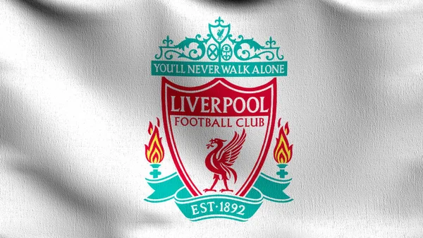 Liverpool Fahne Weht Wind England Rotes Vogeltier Für Das Emblem — Stockfoto