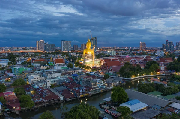 Veduta Aerea Del Gigante Buddha Oro Nel Tempio Wat Paknam — Foto Stock