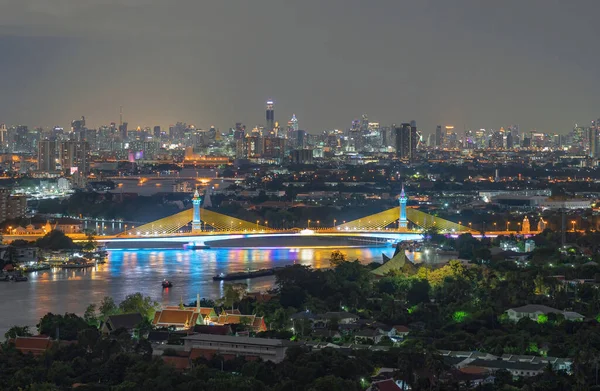 Luftaufnahme Der Maha Chesadabodindranusorn Brücke Oder Nonthaburi Brücke Über Den — Stockfoto