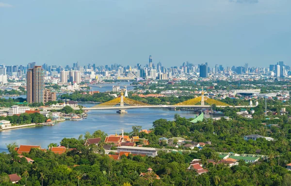 Вид Повітря Міст Маха Чесадабондран Або Міст Нонтабурі Перетинає Річки — стокове фото