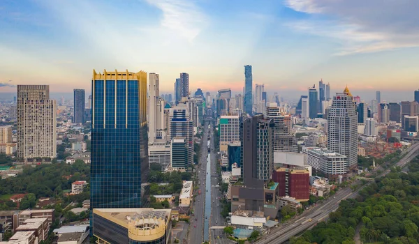 Lumpini Park Taki Yeşil Ağaçların Havadan Görünüşü Sathorn Bölgesi Bangkok — Stok fotoğraf