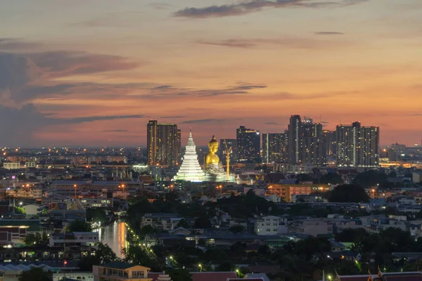 Luftaufnahme Des Großen Goldenen Buddha Wat Paknam Phasi Charoen Tempel — Stockfoto