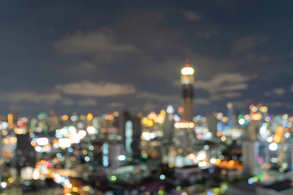 Bokeh Abstrakt Bakgrund Skyskrapa Byggnader Bangkok Stad Thailand Med Ljus — Stockfoto