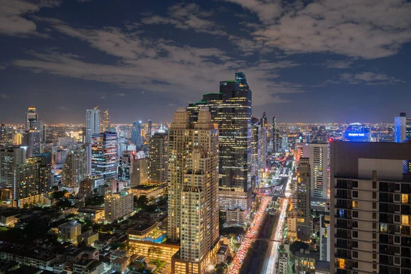 Flygfoto Över Bangkok Downtown Skyline Thailand Finansdistrikt Och Kontorshotell Smarta — Stockfoto