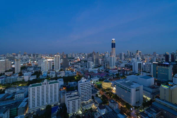 Bangkok Şehir Merkezi Skyline Havadan Görüntüsü Tayland Finansal Bölge Asya — Stok fotoğraf