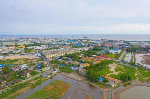 Vista Aérea Superior Cidade Urbana Samut Prakan Tailândia Edifícios Arquitetura — Fotografia de Stock