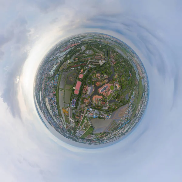 Malá Planeta 360 Stupňů Panorama Leteckého Shora Pohled Starověké Siam — Stock fotografie