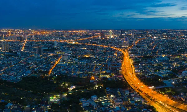 Вид Воздуха Центр Бангкока Skyline Шоссе Таиланд Финансовые Кварталы Бизнес — стоковое фото