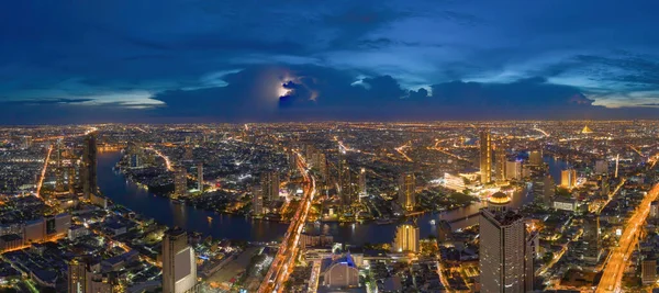 Widok Lotu Ptaka Bangkok Downtown Skyline Chao Phraya River Tajlandia — Zdjęcie stockowe