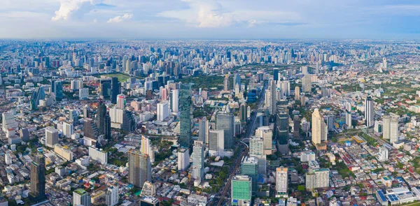 Vista Aérea Del Centro Bangkok Skyline Con Carreteras Calle Tailandia —  Fotos de Stock