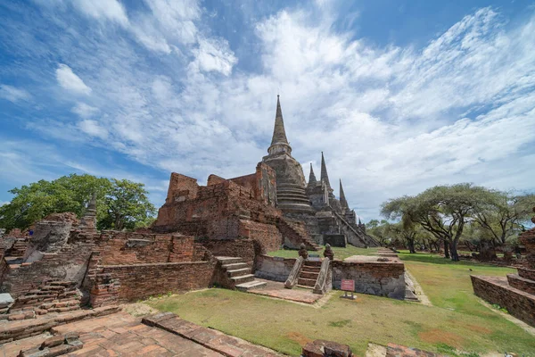 泰国曼谷附近Phra Nakhon Ayutthaya省一座寺庙的旧址 古庙中的一个古老的佛像 著名的旅游胜地 泰国建筑史 — 图库照片