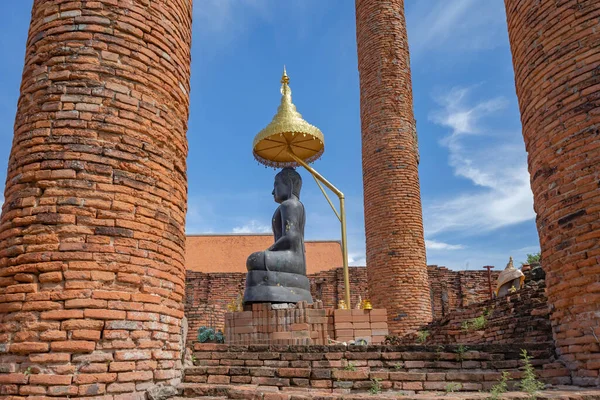Tête Bouddha Noir Rahu Dans Temple Dans Province Phra Nakhon — Photo