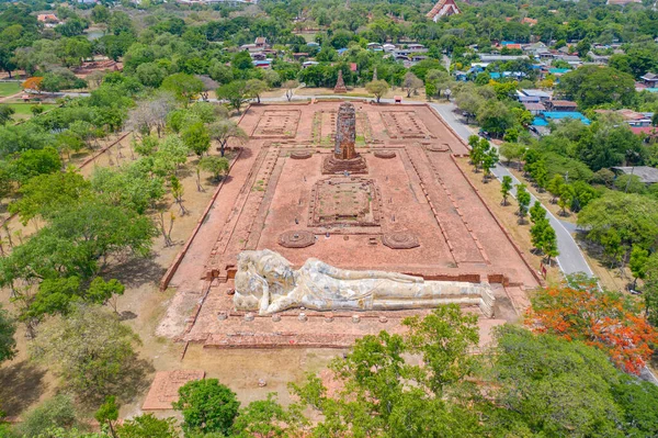 Vista Aérea Superior Templo Província Ayutthaya Sukhothai Perto Cidade Bangkok — Fotografia de Stock