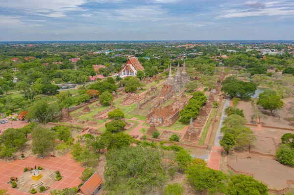 Vista Aérea Superior Templo Província Ayutthaya Sukhothai Perto Cidade Bangkok — Fotografia de Stock