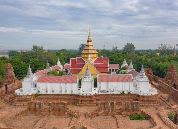 Vista Aérea Superior Templo Província Ayutthaya Sukhothai Perto Cidade Bangkok — Fotografia de Stock