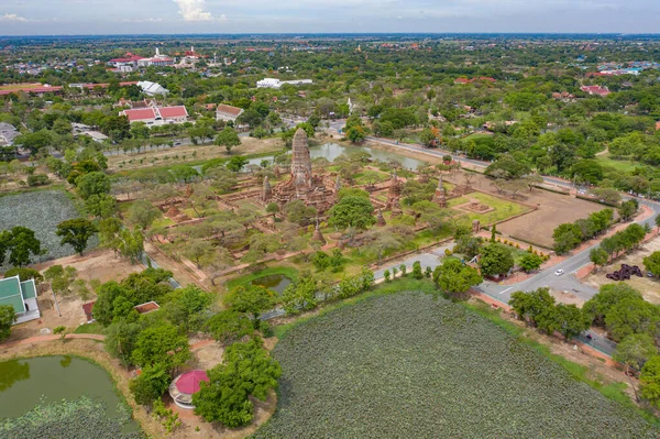 Vista Aérea Superior Templo Província Ayutthaya Sukhothai Perto Cidade Bangkok — Fotografia de Stock