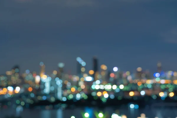 Bokeh Abstrakt Bakgrund Skyskrapa Byggnader Bangkok Stad Thailand Med Ljus — Stockfoto