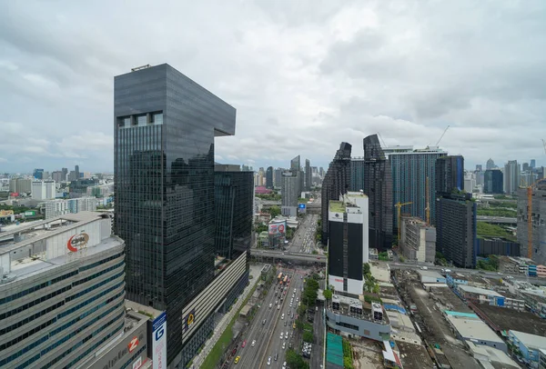 Vista Aérea Estrada Rama New Cbd Bangkok Downtown Tailândia Distrito — Fotografia de Stock