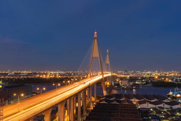 Вид Воздуха Мост Пумибол Реку Чао Прайя Структуре Концепции Подвесной — стоковое фото
