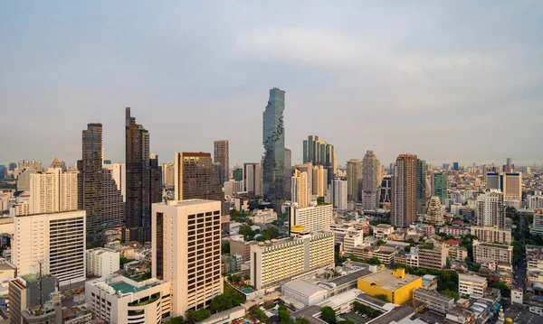Bangkok Şehir Merkezinin Hava Manzaralı Skyline Caddesi Tayland Finansal Bölge — Stok fotoğraf