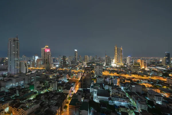 Vista Aérea Bangkok Downtown Skyline Com Estrada Rua Tailândia Distrito — Fotografia de Stock