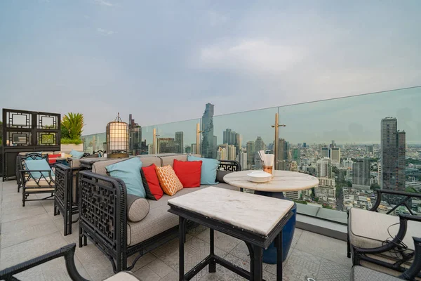 Sky Bar Restaurante Cafetería Salón Terraza Con Mesa Cena Azotea — Foto de Stock