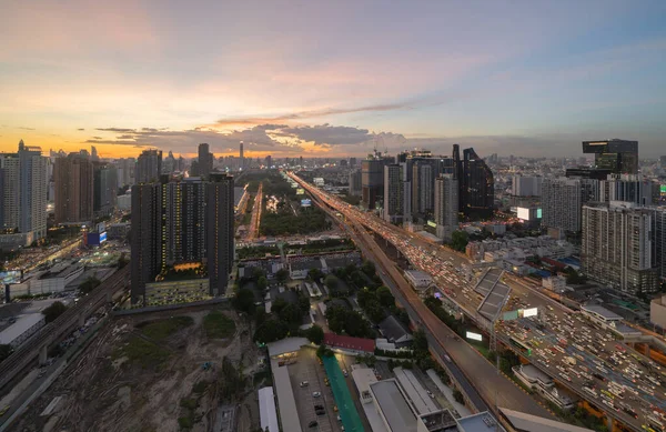 Vista Aerea Auto Trafficate Con Ingorgo Nell Ora Punta Sulla — Foto Stock