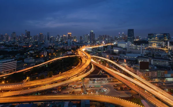 Letecký Pohled Auta Jedoucí Dálničních Křižovatkách Bridge Street Roads Connection — Stock fotografie