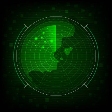 Soyut Yeşil radar vektör arka plan ve duvar kağıdı