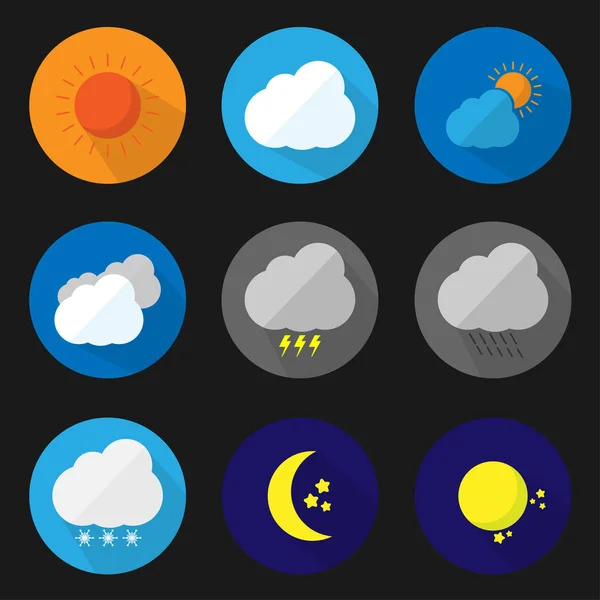 Set Flat Icon Weather Vector Symbol Design — Stock Vector