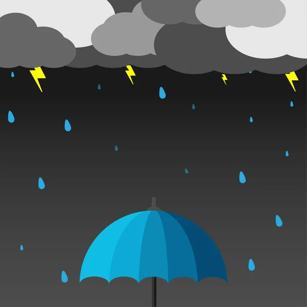 Regenschirm Wenn Der Regen Donnert Mit Vektordesign — Stockvektor