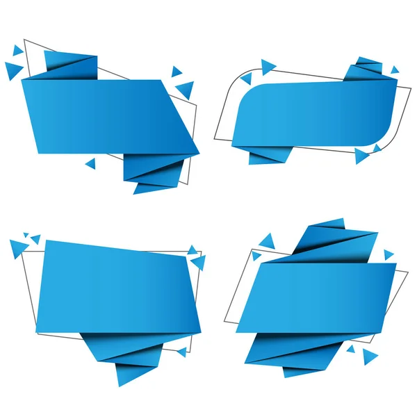 Set Banner Papel Origami Con Diseño Vectorial — Vector de stock